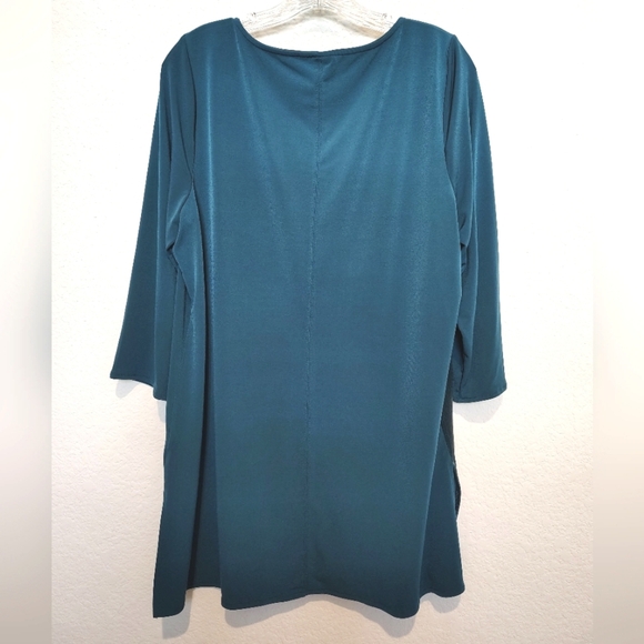 Alfani 🩵 Teal Jewel Toned Asymmetrical Velvet Dress - Picture 3 of 4